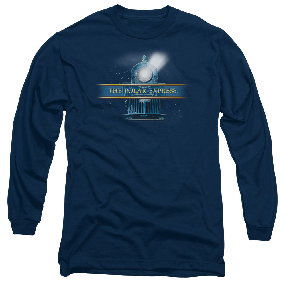 The Polar Express Train Logo Mens Long Sleeve Shirt Navy Blue Officially Licensed