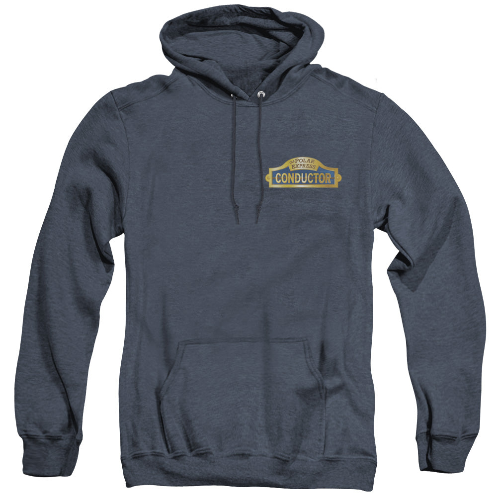 The Polar Express Conductor Heather Mens Hoodie Navy Blue Officially Licensed