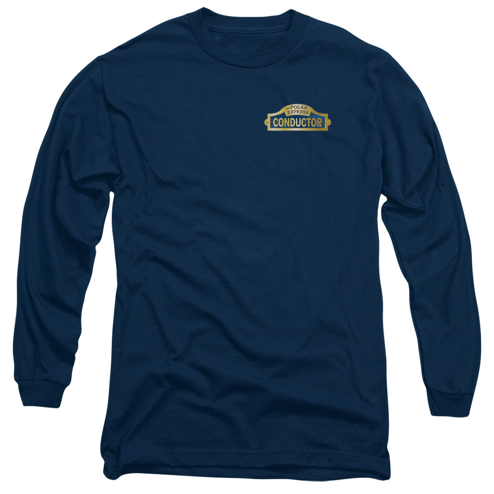 The Polar Express Conductor Mens Long Sleeve Shirt Navy Blue Officially Licensed
