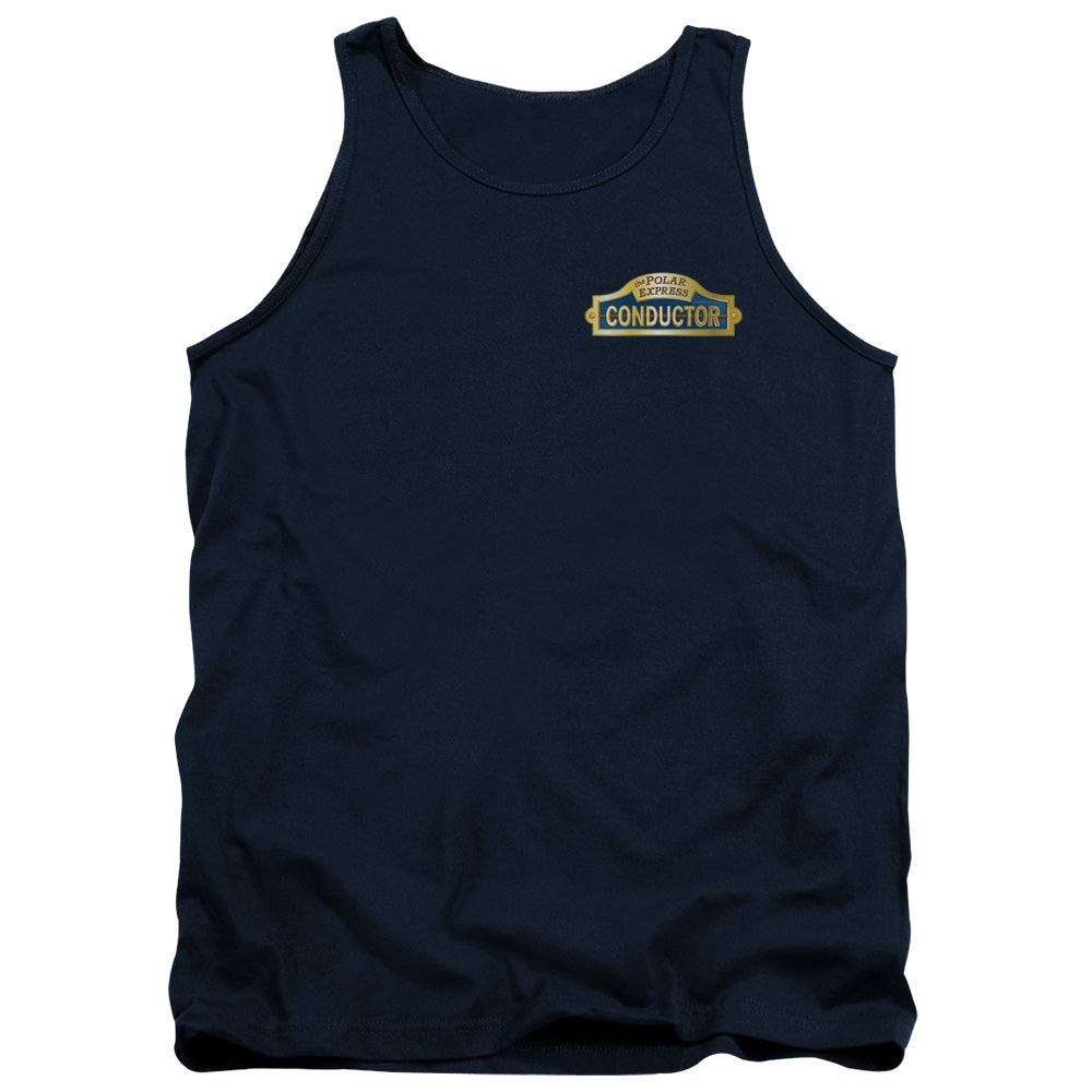 The Polar Express Conductor Mens Tank Top Shirt Navy Blue Officially Licensed