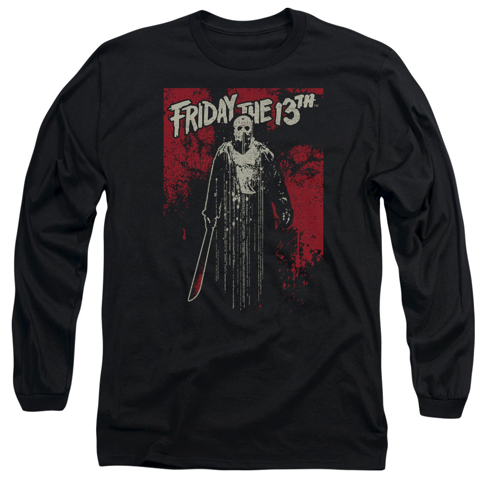Friday The 13Th Drip Mens Long Sleeve Shirt Black Officially Licensed Officially Licensed