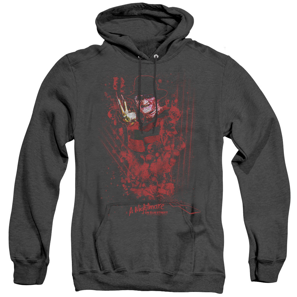 Nightmare On Elm Street One Two Freddys Coming For You Heather Mens Hoodie Black Officially Licensed