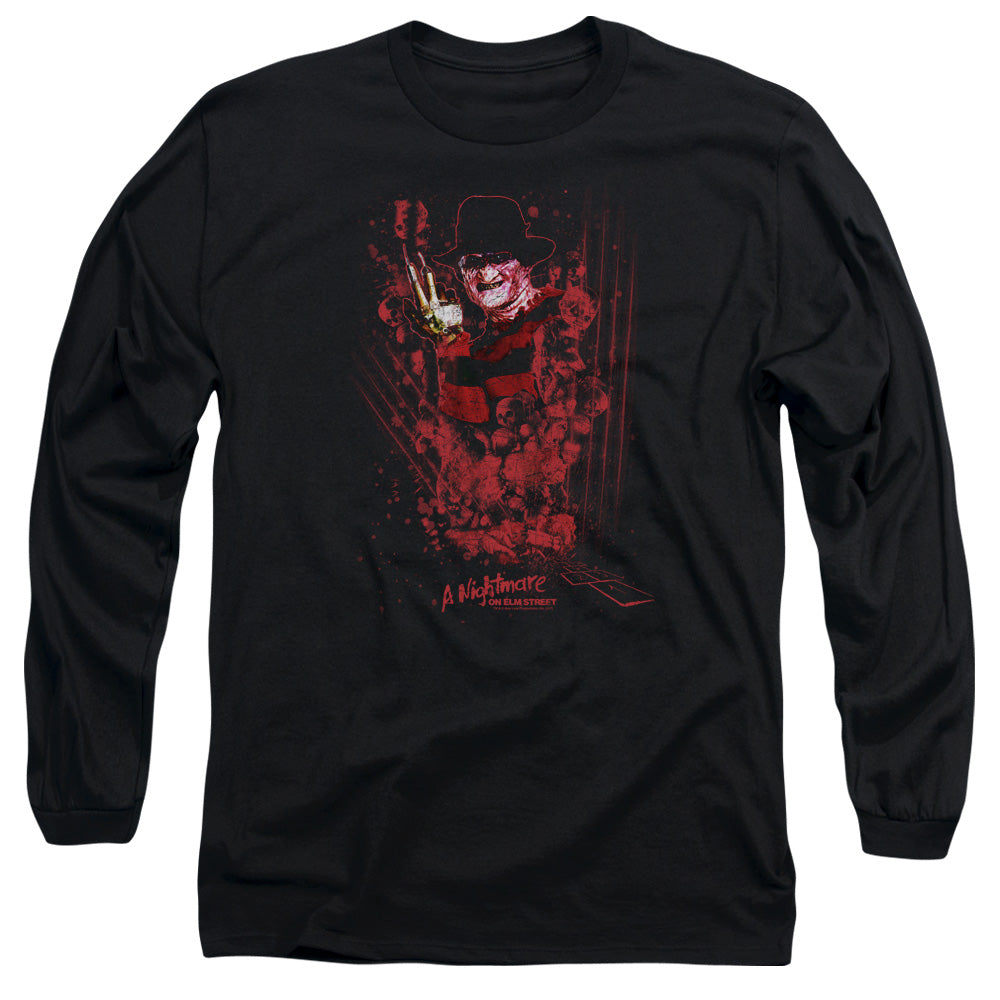 Nightmare On Elm Street One Two Freddys Coming For You Mens Long Sleeve Shirt Black Officially Licensed