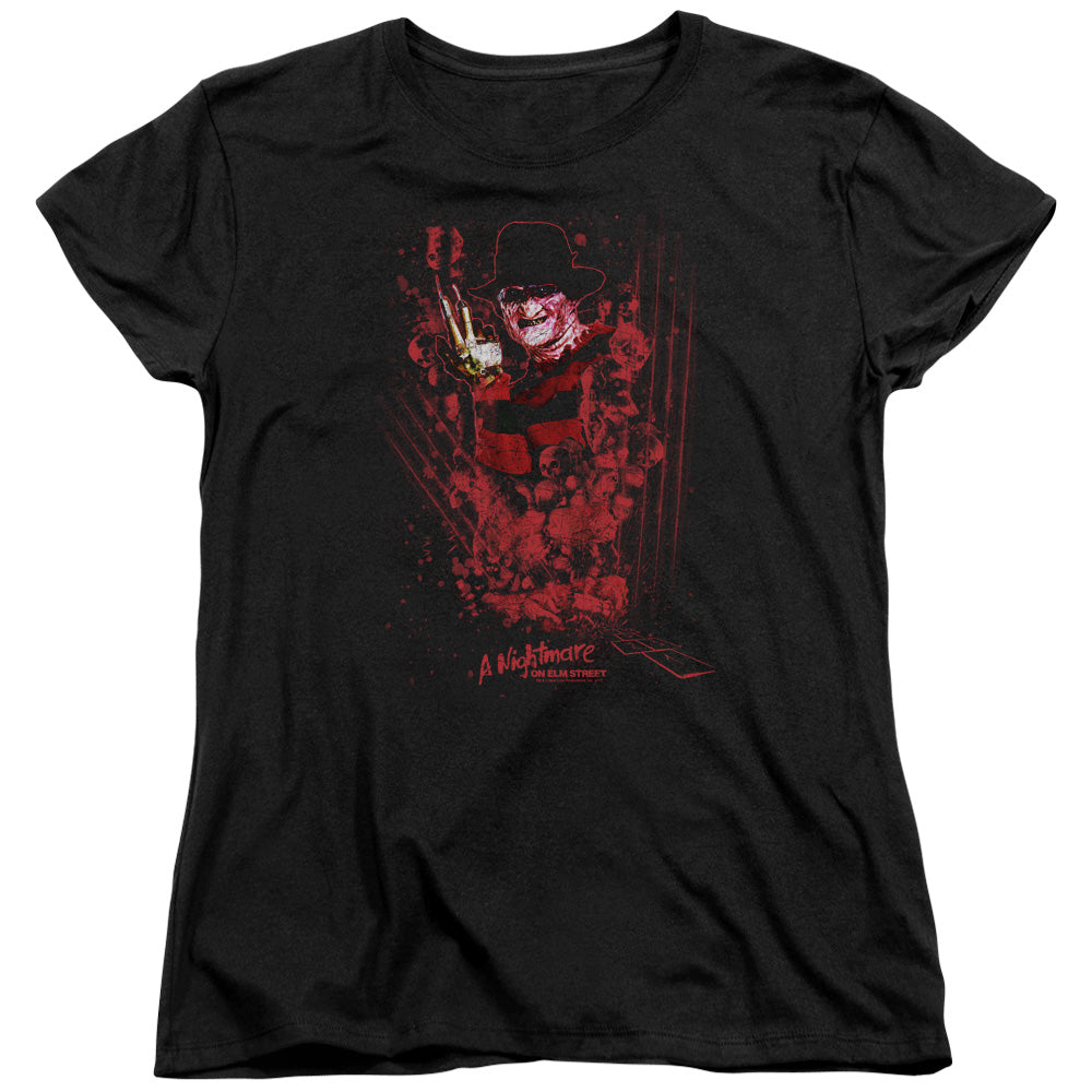 Nightmare On Elm Street One Two Freddys Coming For You Womens T Shirt Black Officially Licensed