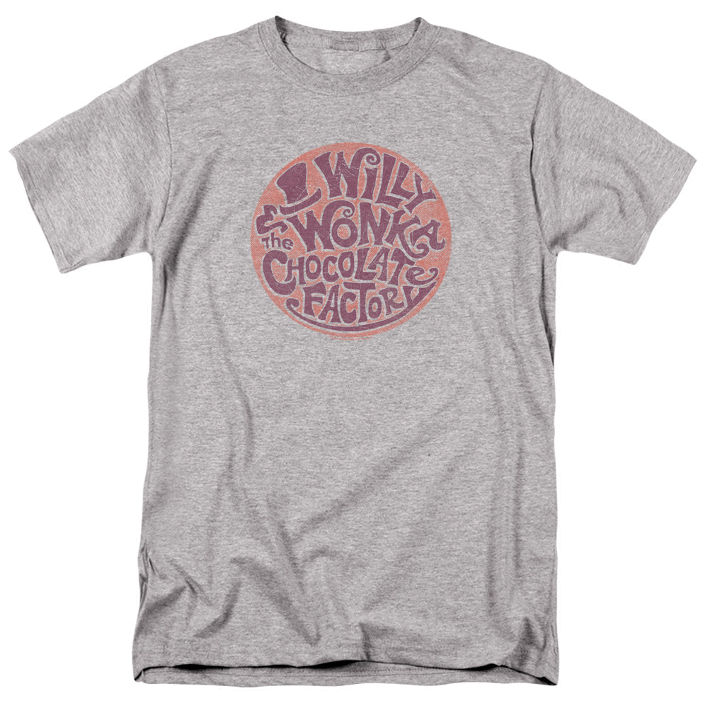Willy Wonka And The Chocolate Factory Circle Logo Mens T Shirt Athletic Heather Officially Licensed