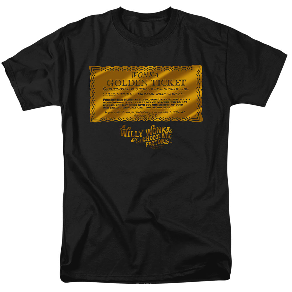 Willy Wonka And The Chocolate Factory Golden Ticket Mens T Shirt Black Officially Licensed