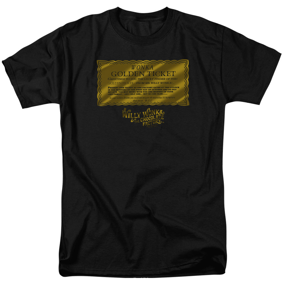Willy Wonka And The Chocolate Factory Golden Ticket Mens T Shirt Black Officially Licensed