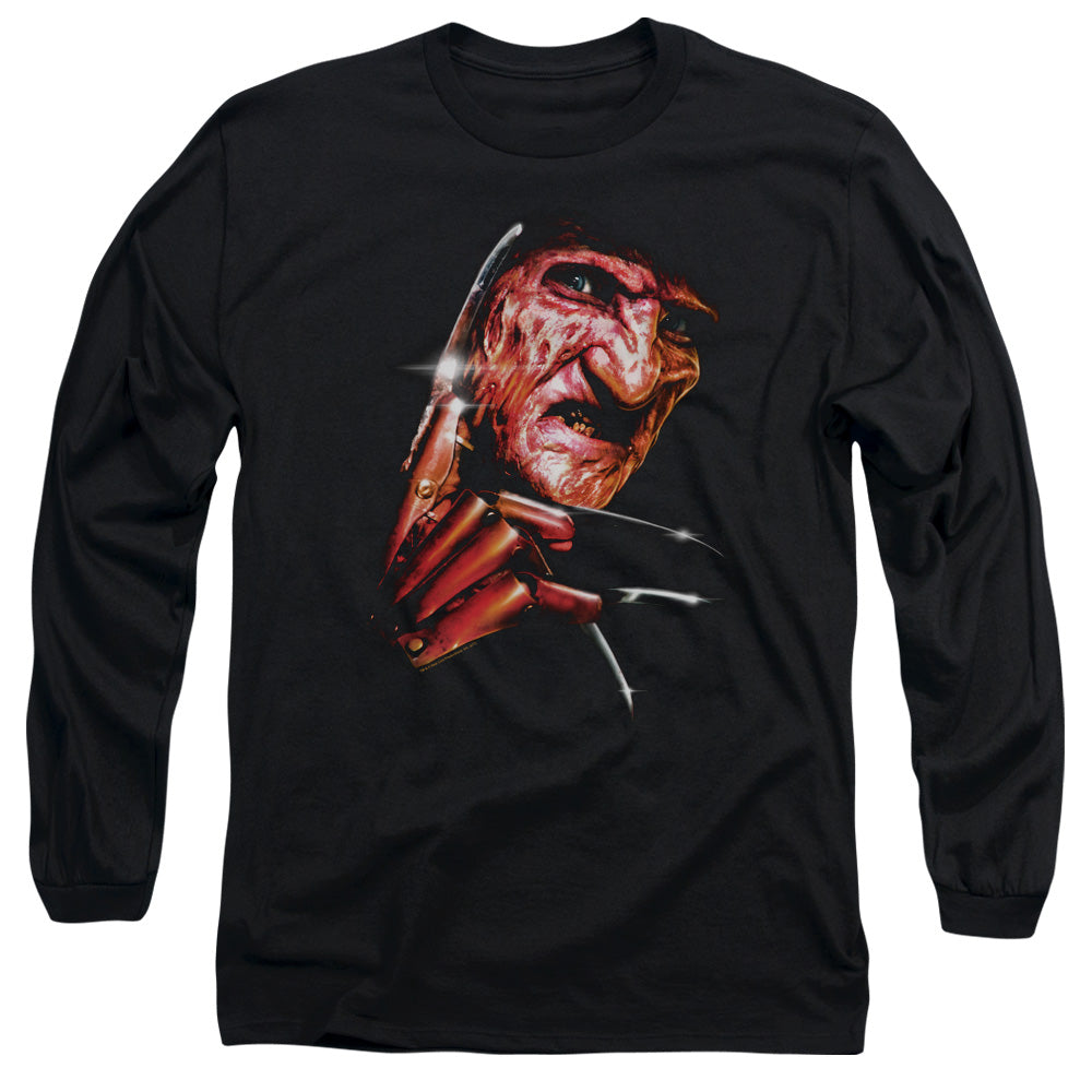 Nightmare On Elm Street Freddys Face Mens Long Sleeve Shirt Black Officially Licensed