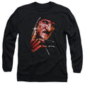 Nightmare On Elm Street Freddys Face Mens Long Sleeve Shirt Black Officially Licensed