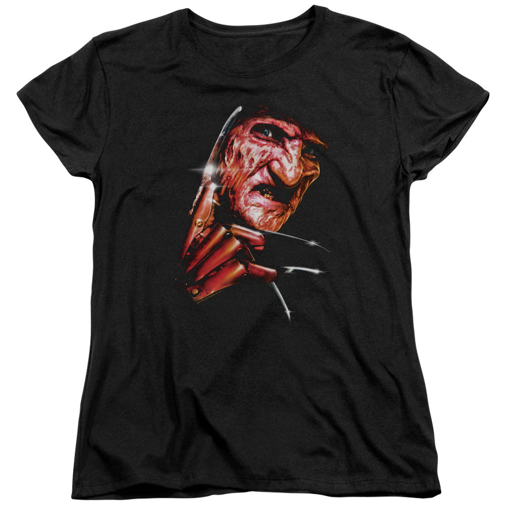 Nightmare On Elm Street Freddys Face Womens T Shirt Black Officially Licensed