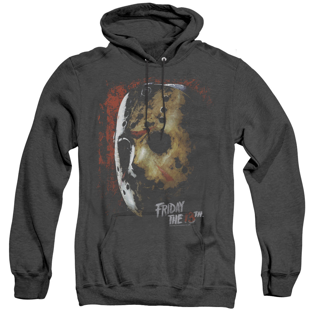 Friday The 13Th Mask Of Death Heather Mens Hoodie Black Officially Licensed