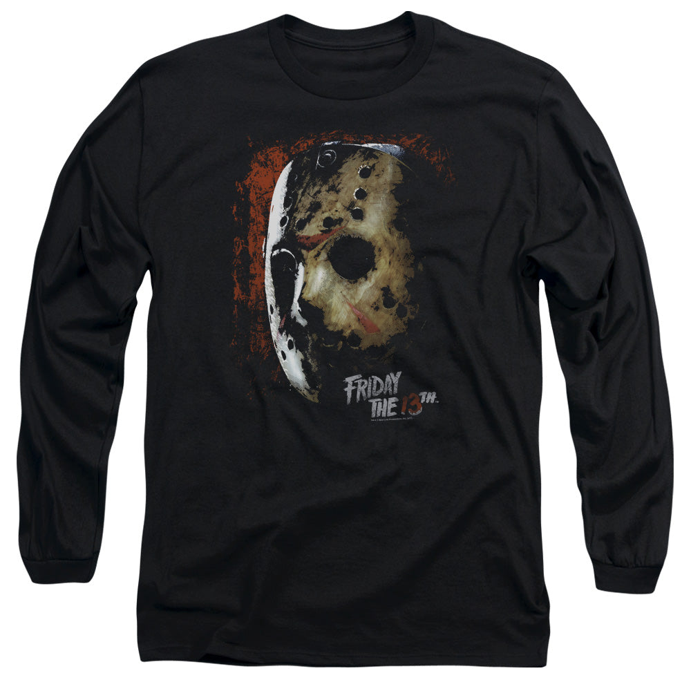 Friday The 13Th Mask Of Death Mens Long Sleeve Shirt Black Officially Licensed Officially Licensed