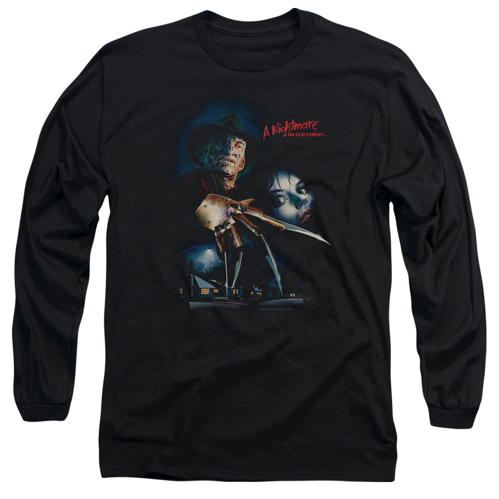 Nightmare On Elm Street Elm Street Poster Mens Long Sleeve Shirt Black Officially Licensed