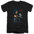 Nightmare On Elm Street Elm Street Poster Mens Slim Fit V-Neck T Shirt Black Officially Licensed