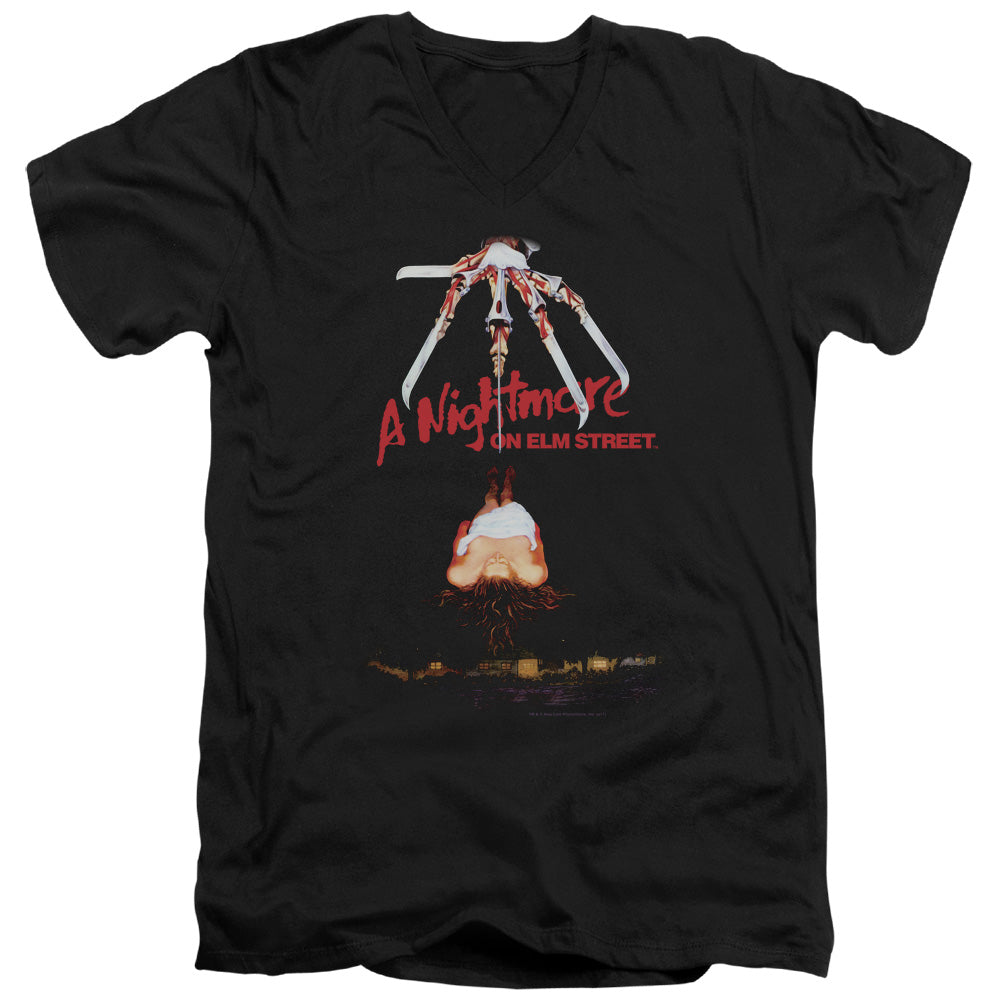 Nightmare On Elm Street Alternate Poster Mens Slim Fit V-Neck T Shirt Black Officially Licensed