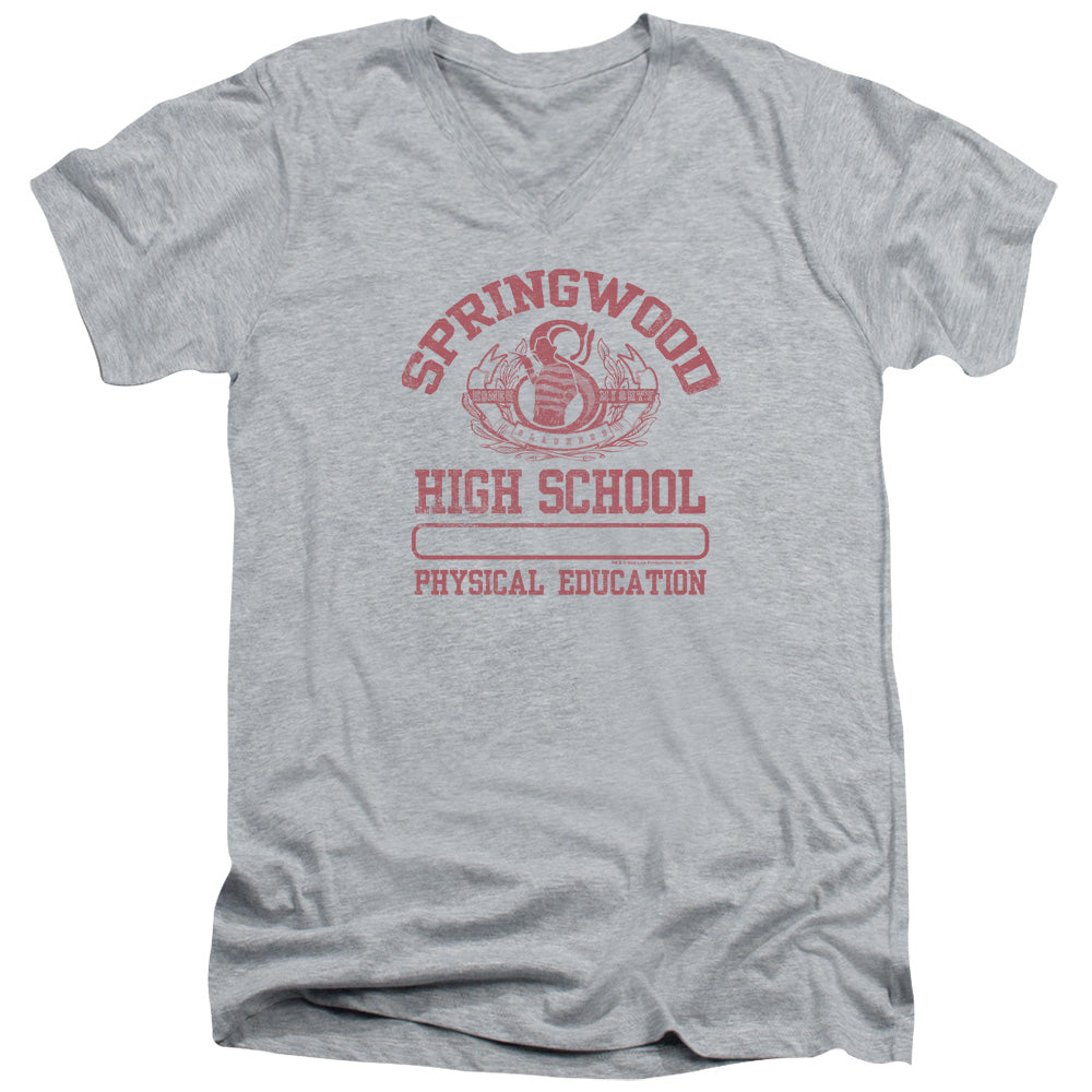 Nightmare On Elm Street Springwood High Mens Slim Fit V-Neck T Shirt Athletic Heather Officially Licensed