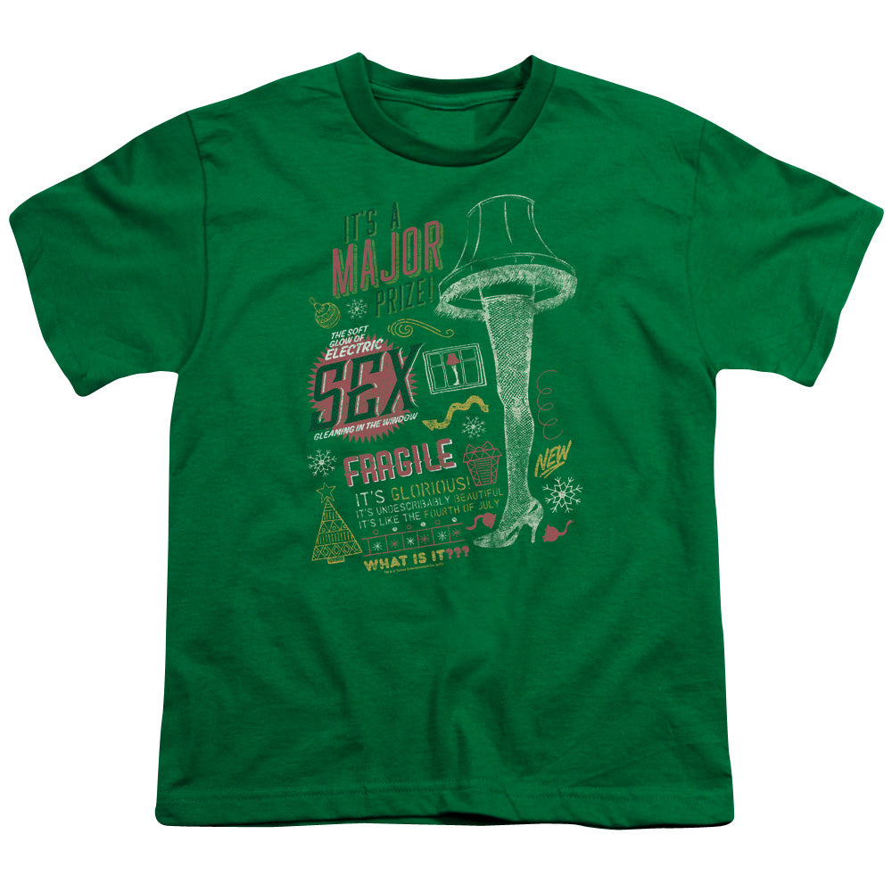 A Christmas Story Its A Major Prize Kids Youth T Shirt Kelly Green Officially Licensed