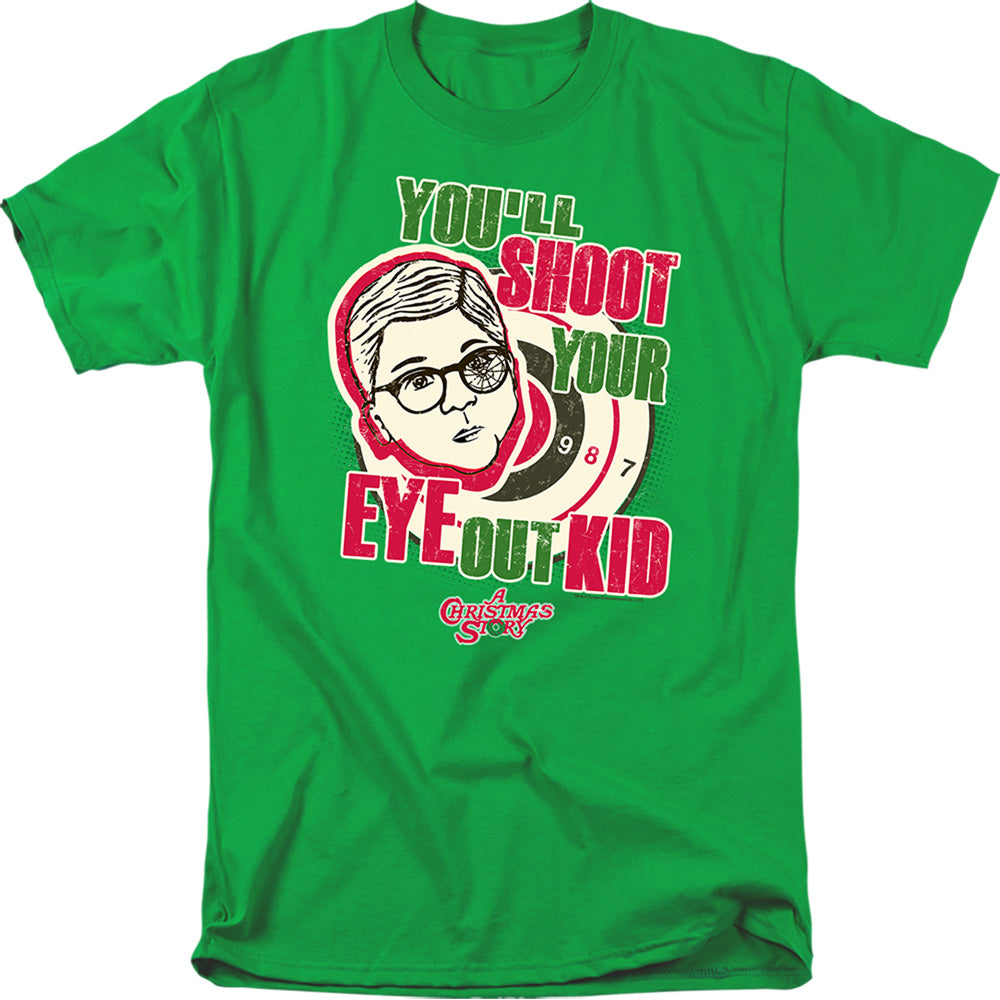 A Christmas Story Youll Shoot Your Eye Out Mens T Shirt Kelly Green Officially Licensed