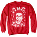 Elf Omg Santa Mens Crewneck Sweatshirt Red