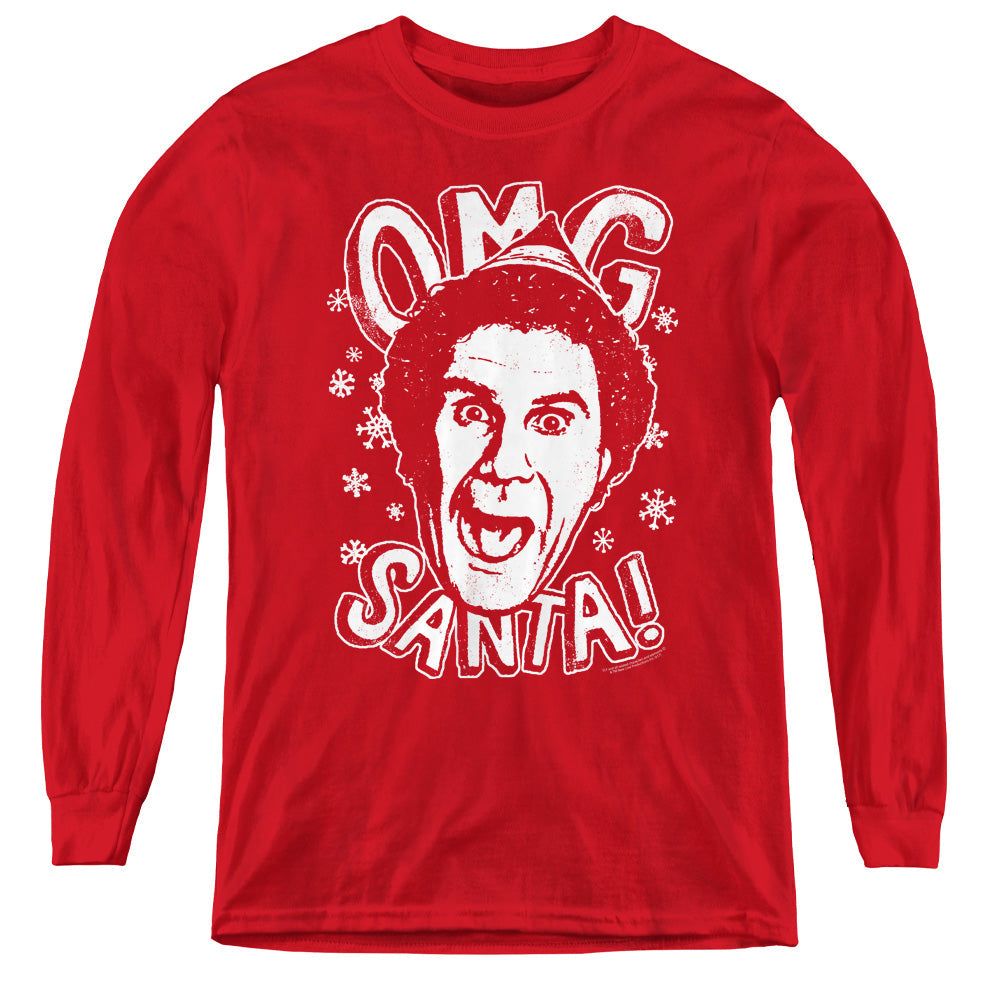Elf OMG Santa Long Sleeve Kids Youth T Shirt Red Officially Licensed