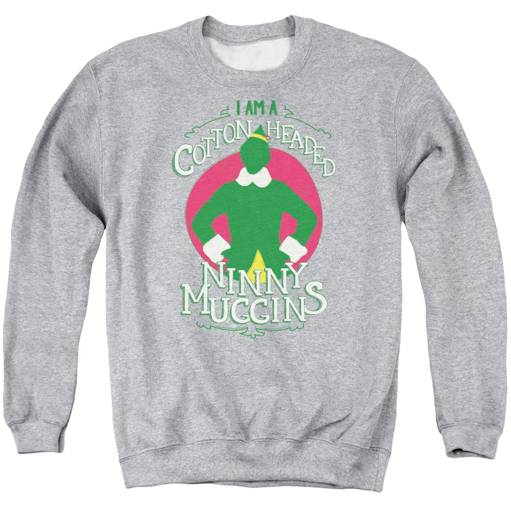 Elf Cotton Headed Mens Crewneck Sweatshirt Athletic Heather