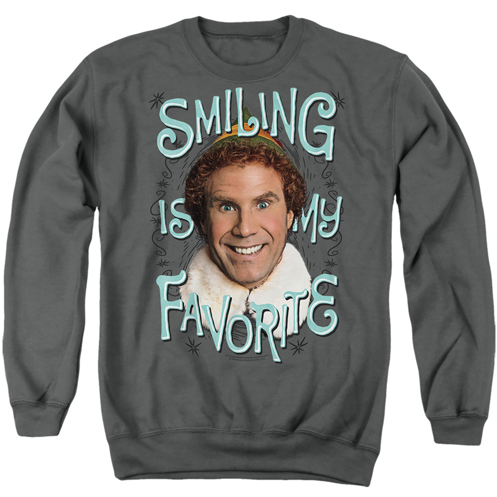 Elf Smiling Mens Crewneck Sweatshirt Charcoal