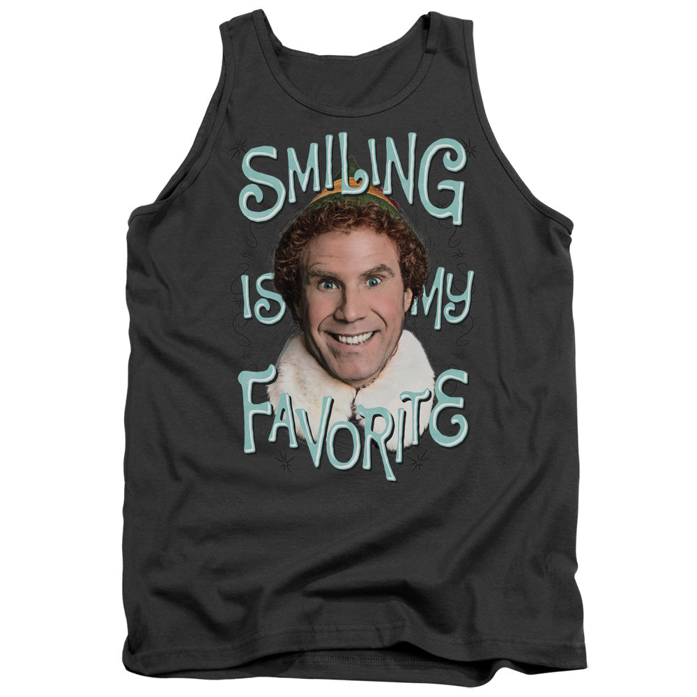 Elf Smiling Mens Tank Top Shirt Charcoal Officially Licensed