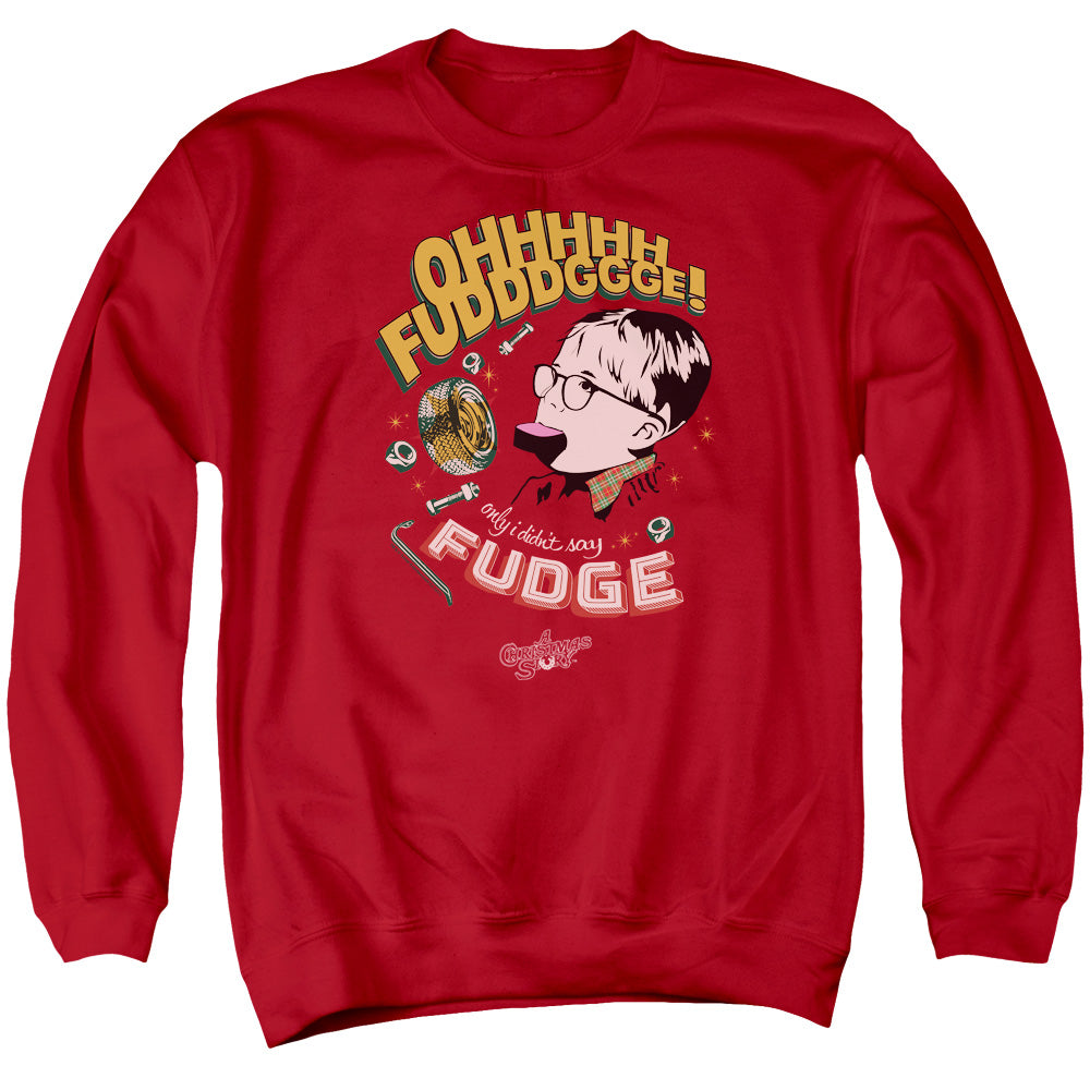 A Christmas Story Fudge Mens Crewneck Sweatshirt Red Officially Licensed