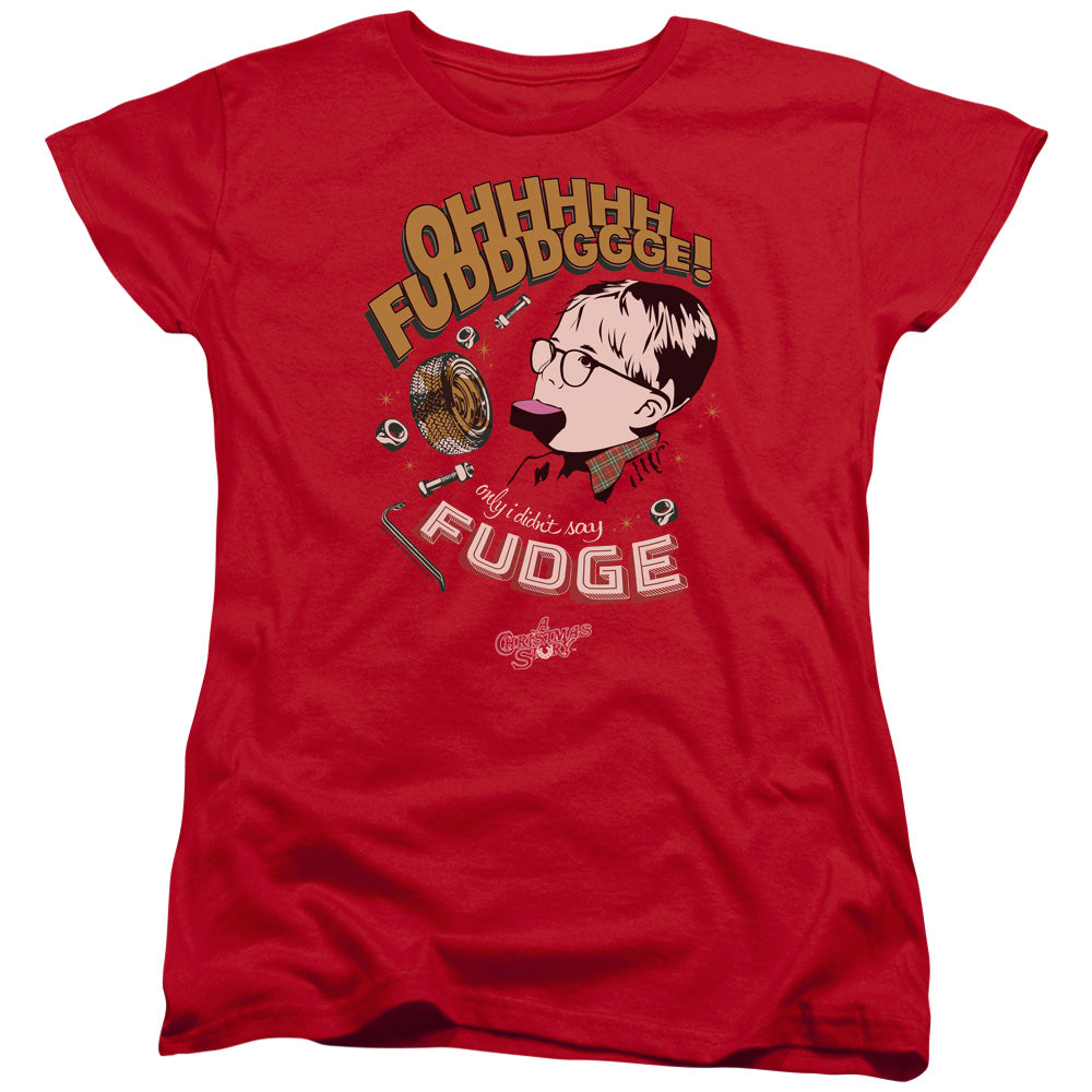 A Christmas Story Fudge Womens T Shirt Red Officially Licensed