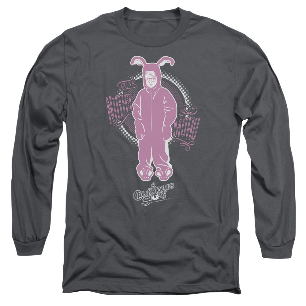 A Christmas Story Pink Nightmare Mens Long Sleeve Shirt Charcoal Officially Licensed