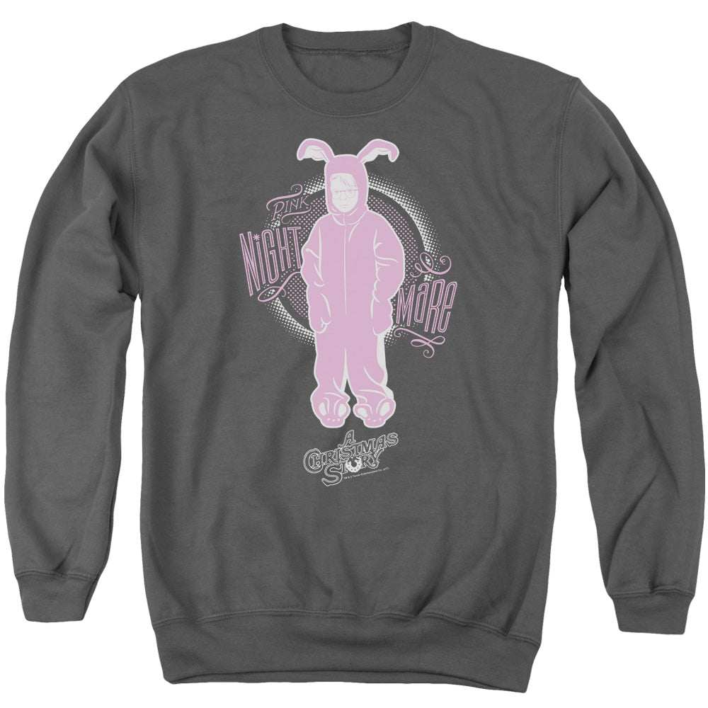 A Christmas Story Pink Nightmare Mens Crewneck Sweatshirt Charcoal Officially Licensed
