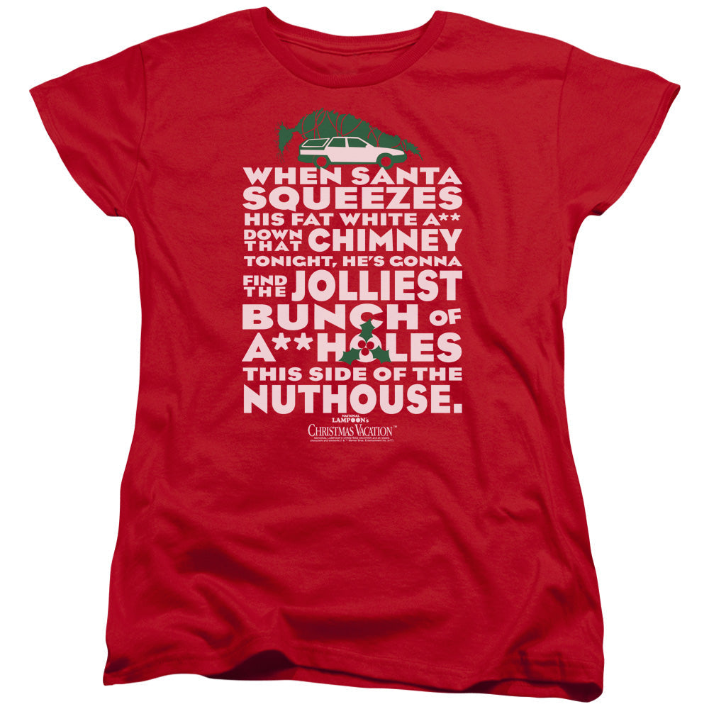 Christmas Vacation Jolliest Bunch Womens T Shirt Red Officially Licensed