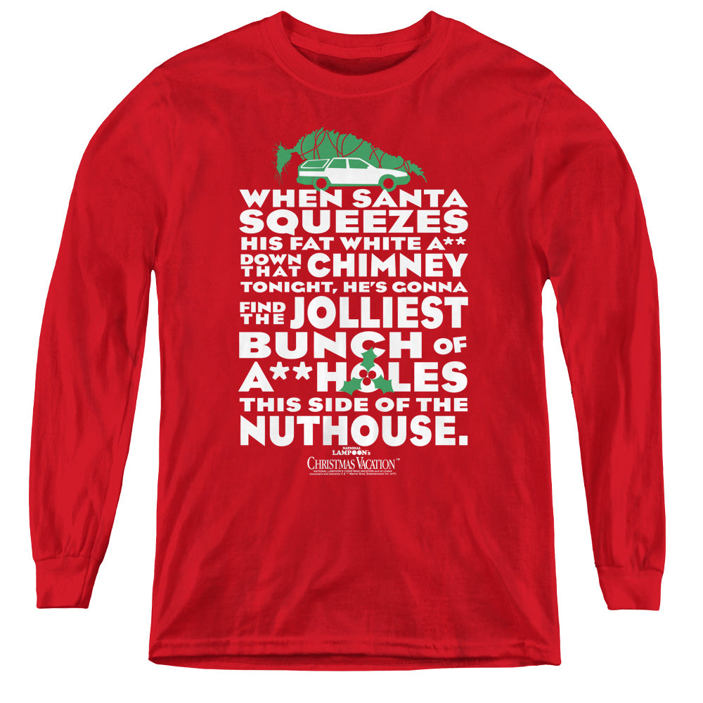 Christmas Vacation Jolliest Bunch Long Sleeve Kids Youth T Shirt Red Officially Licensed