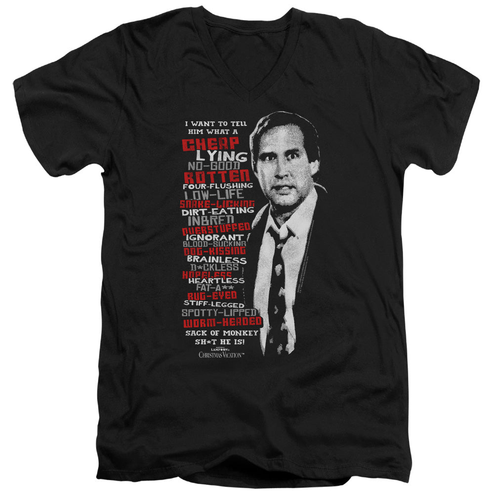 Christmas Vacation Profanities Mens Slim Fit V-Neck T Shirt Black Officially Licensed