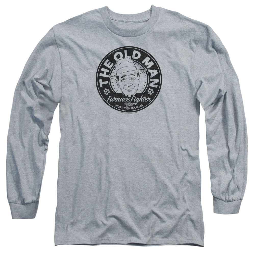 A Christmas Story The Old Man Mens Long Sleeve Shirt Athletic Heather Officially Licensed