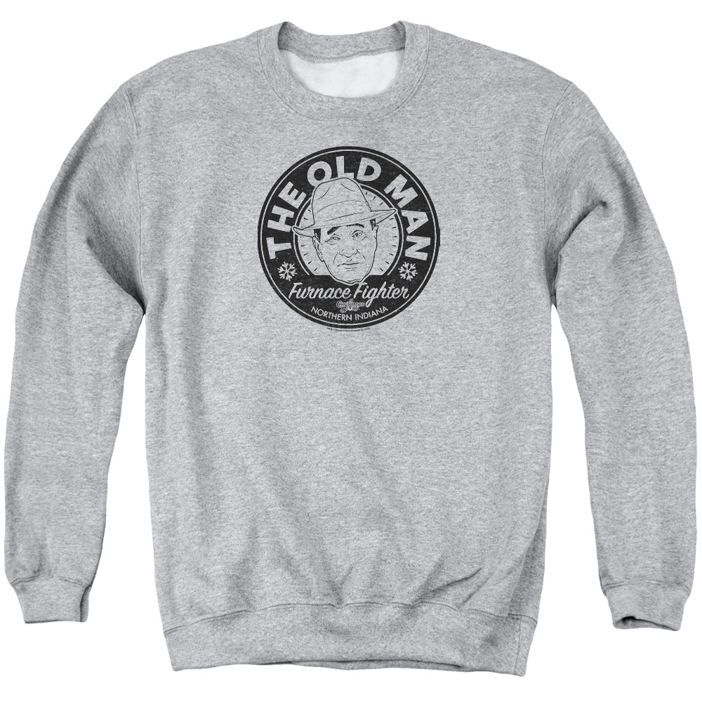 A Christmas Story The Old Man Mens Crewneck Sweatshirt Athletic Heather Officially Licensed