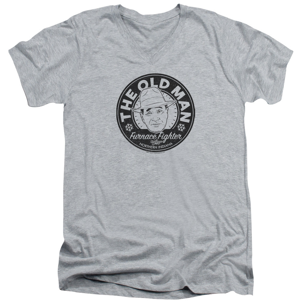 A Christmas Story The Old Man Mens Slim Fit V-Neck T Shirt Athletic Heather Officially Licensed