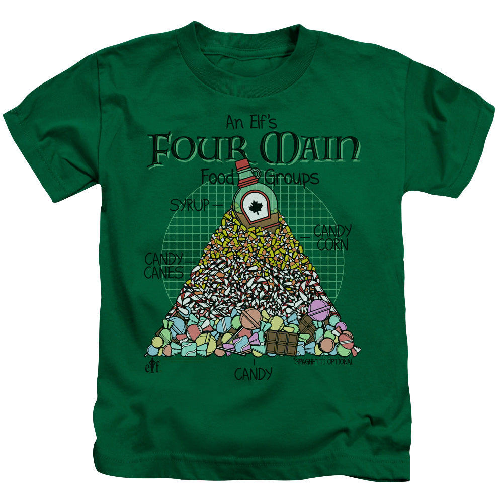Elf Food Pyramid Juvenile Kids Youth T Shirt Kelly Green Officially Licensed