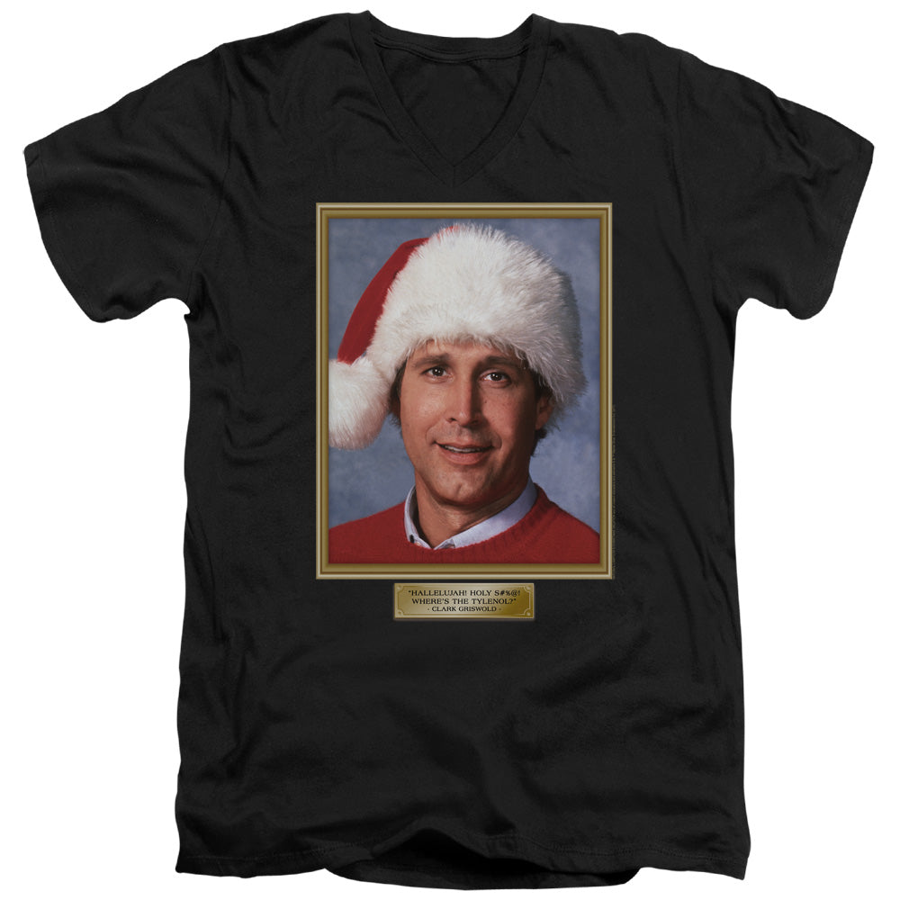 Christmas Vacation Hallelujah Mens Slim Fit V-Neck T Shirt Black Officially Licensed