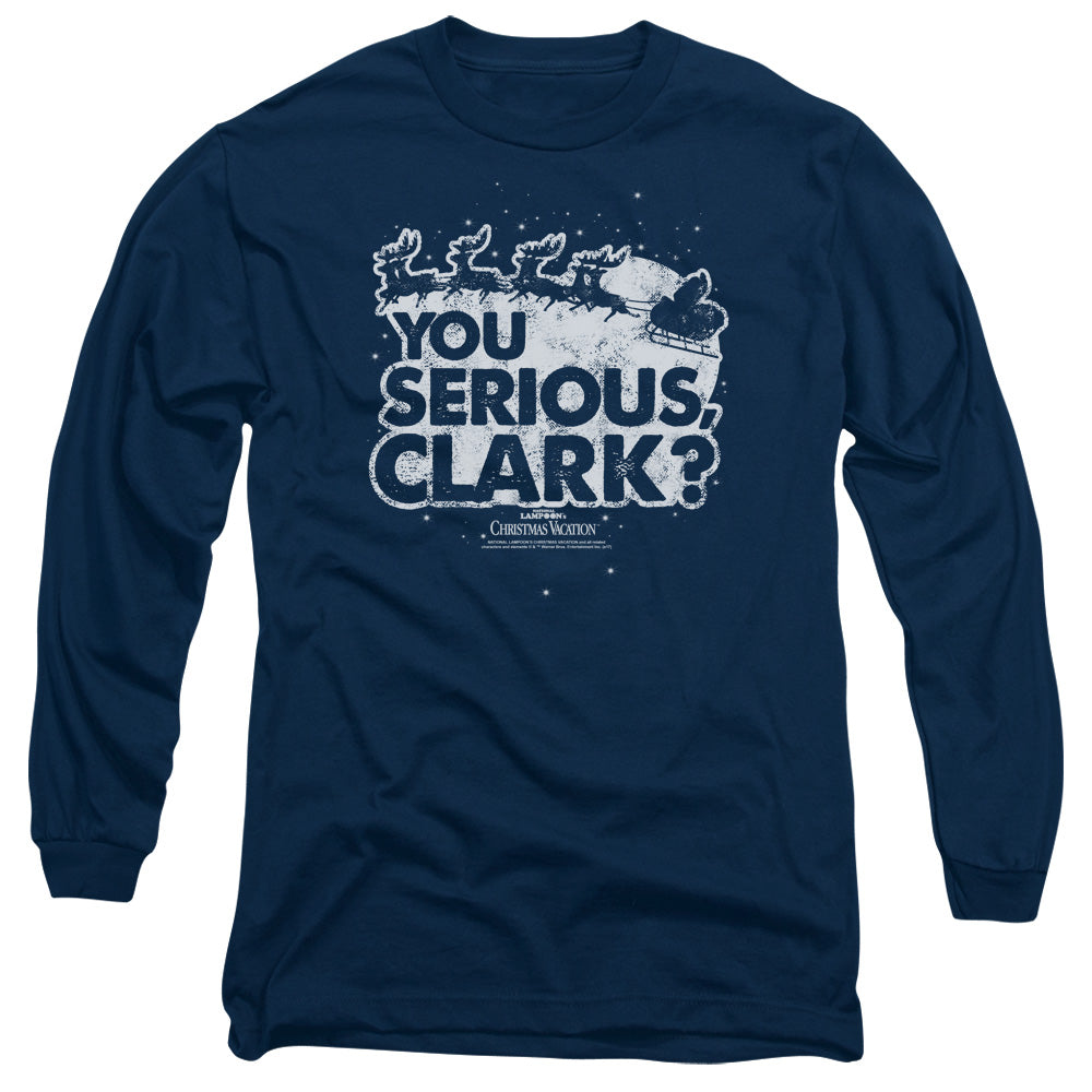 Christmas Vacation You Serious Clark Mens Long Sleeve Shirt Navy Blue Officially Licensed