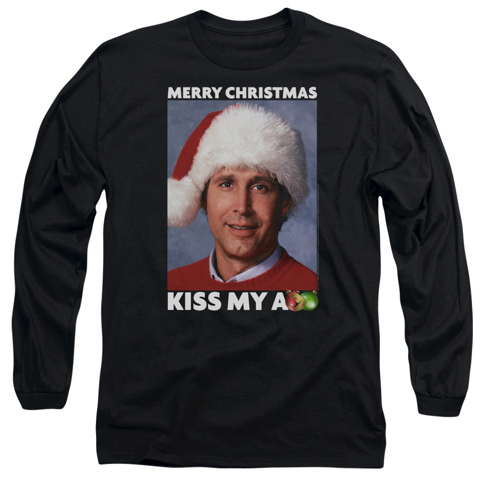 Christmas Vacation Merry Kiss Mens Long Sleeve Shirt Black Officially Licensed Officially Licensed