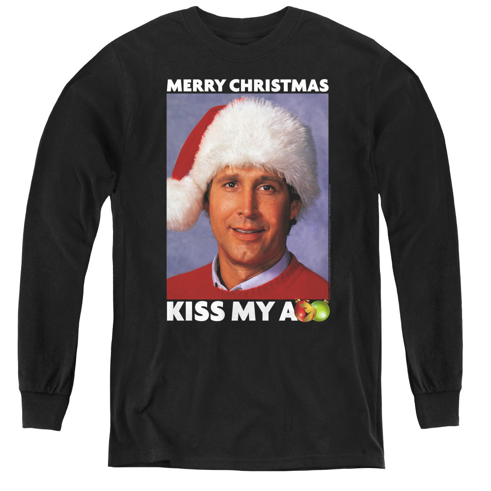 Christmas Vacation Merry Kiss Long Sleeve Kids Youth T Shirt Black Officially Licensed