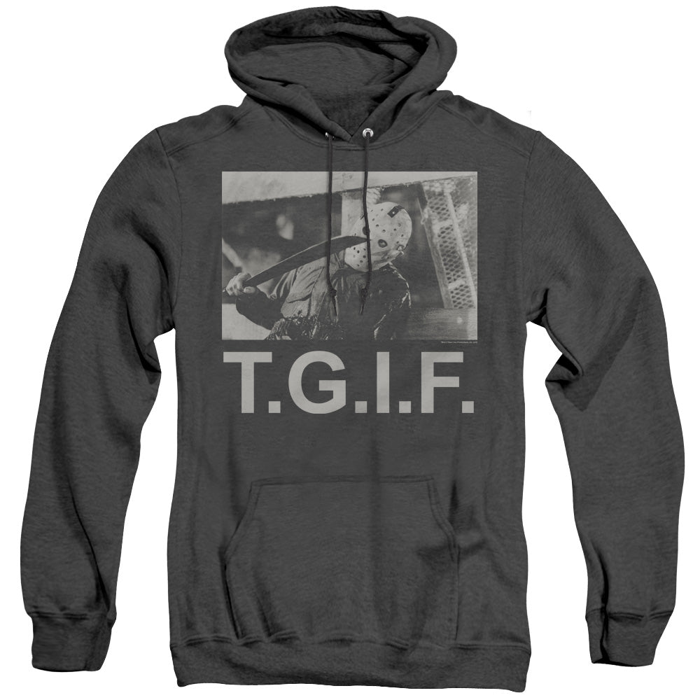Friday The 13Th Tgif Heather Mens Hoodie Black Officially Licensed