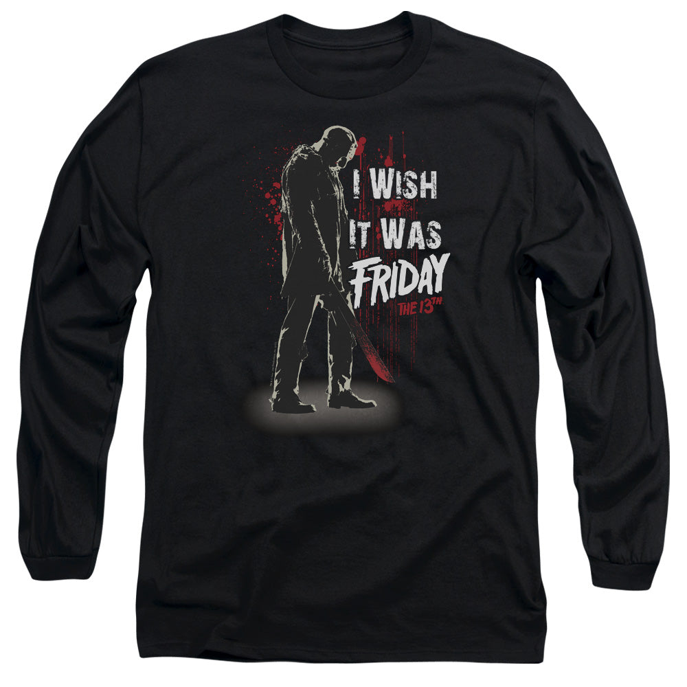 Friday The 13Th I Wish It Was Friday Mens Long Sleeve Shirt Black Officially Licensed Officially Licensed