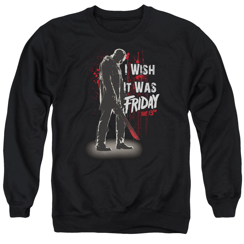 Friday The 13Th I Wish It Was Friday Mens Crewneck Sweatshirt Black