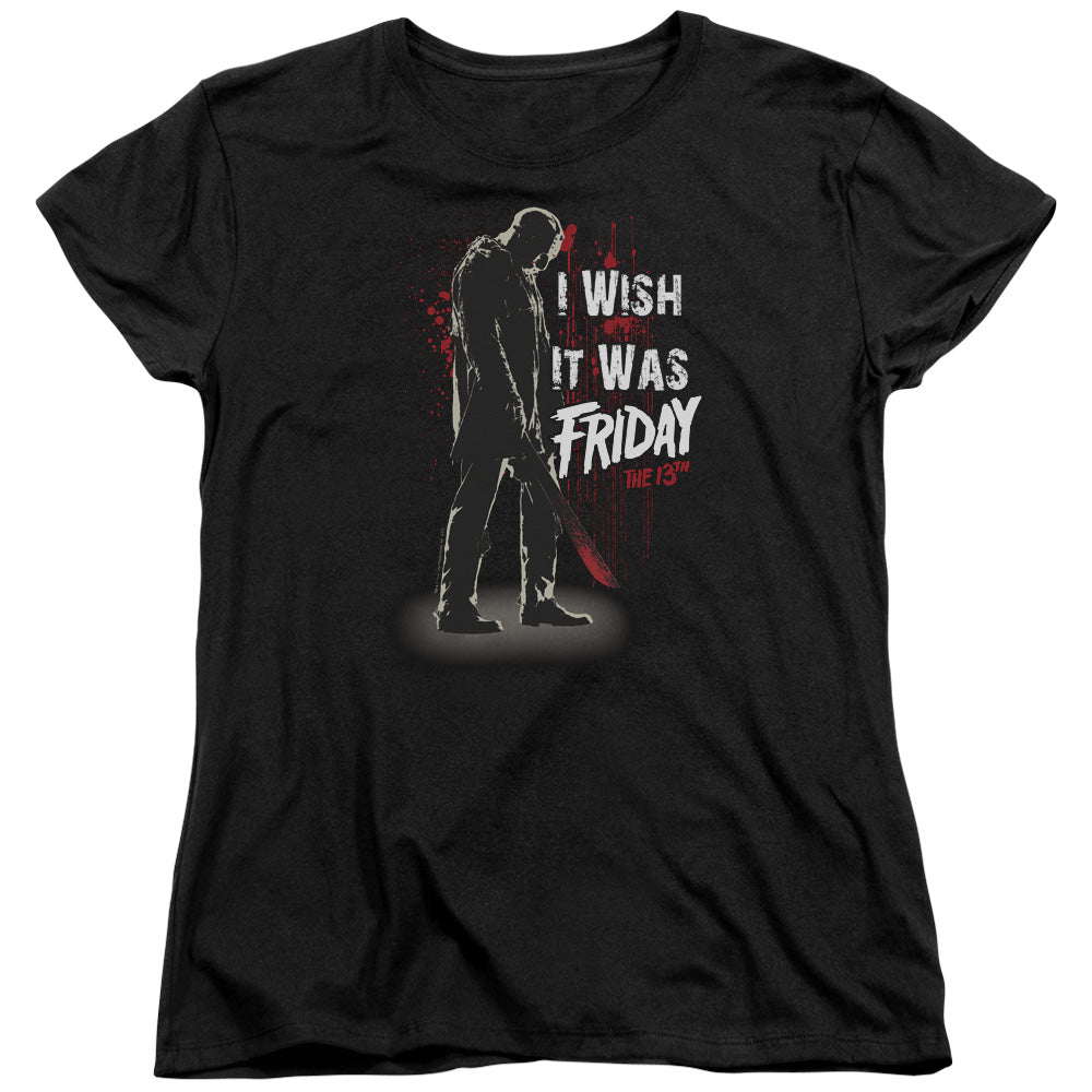 Friday The 13th I Wish It Was Friday Womens T Shirt Black Officially Licensed