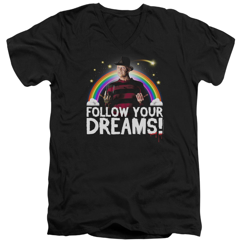 Friday The 13th Follow Your Dreams Mens Slim Fit V-Neck T Shirt Black Officially Licensed