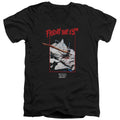 Friday The 13th Axe Poster Mens Slim Fit V-Neck T Shirt Black Officially Licensed