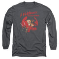Nightmare On Elm Street Freddy Circle Mens Long Sleeve Shirt Charcoal Officially Licensed