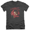 Nightmare On Elm Street Freddy Circle Mens Slim Fit V-Neck T Shirt Charcoal Officially Licensed